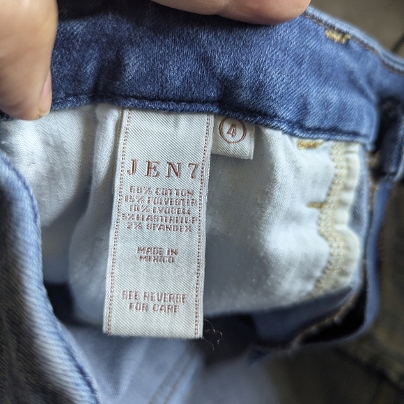 Jen7 by 7 for All Mankind Women's Size 4 Blue Cropped Straight Fringe Hem Jeans - Picture 14 of 14